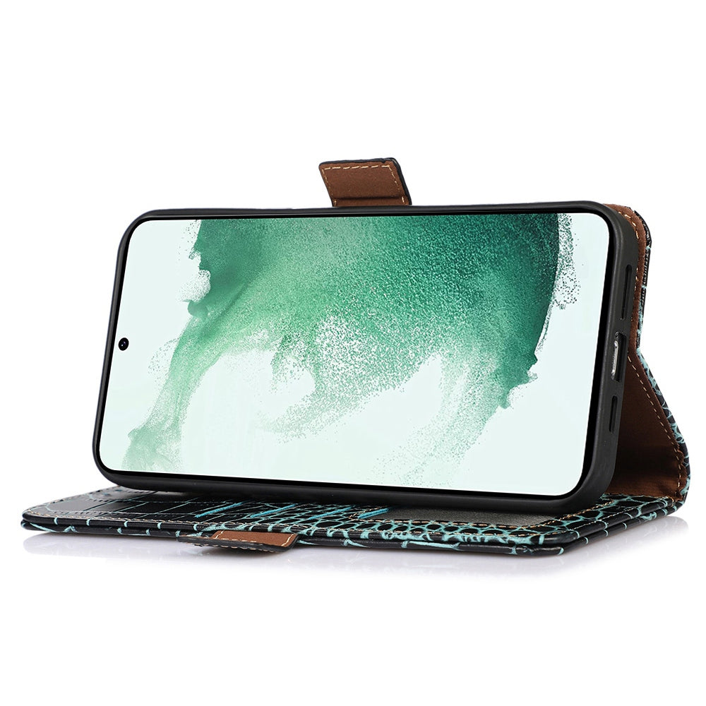Wallet Phone Case for Samsung Galaxy S23 FE RFID Blocking Genuine Cow Leather Crocodile Texture Stand Cover Wallet Phone Case for Samsung Galaxy S23 FE RFID Blocking Genuine Cow Leather Crocodile Texture Stand Cover